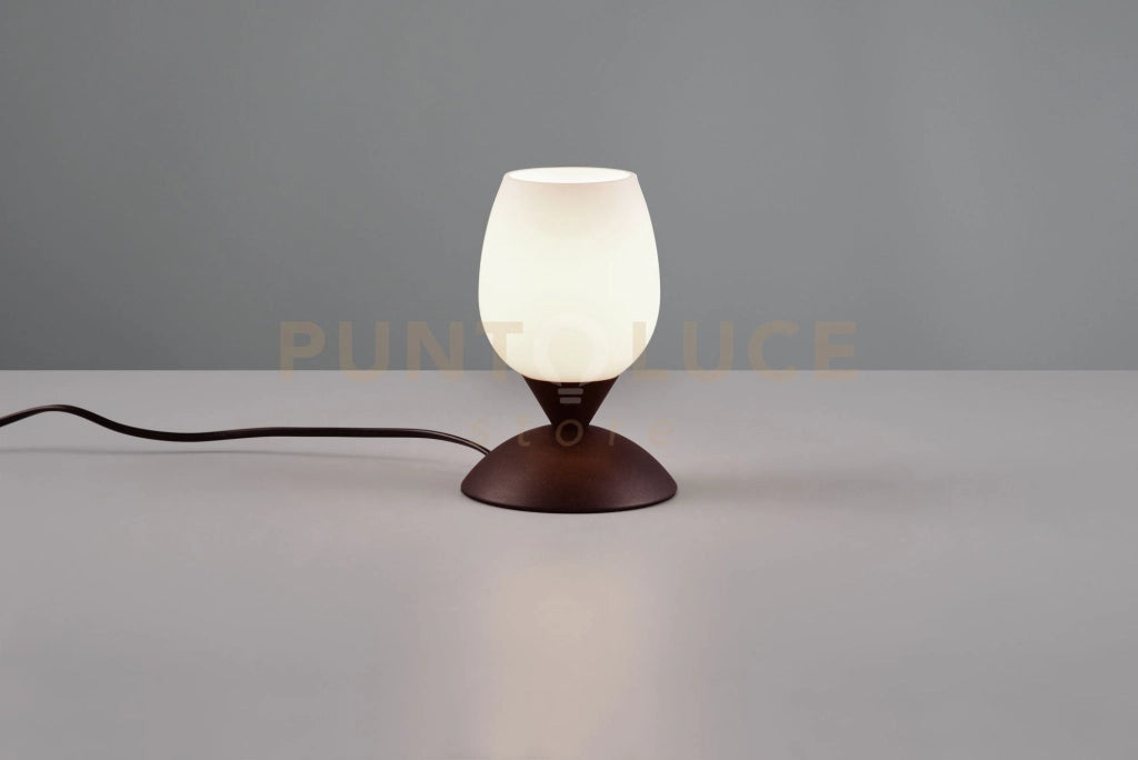 CUP II LAMPADA MARRONE E VETRO CALICE SATINATO H.18CM 1 LUCE ATTACCO E14
