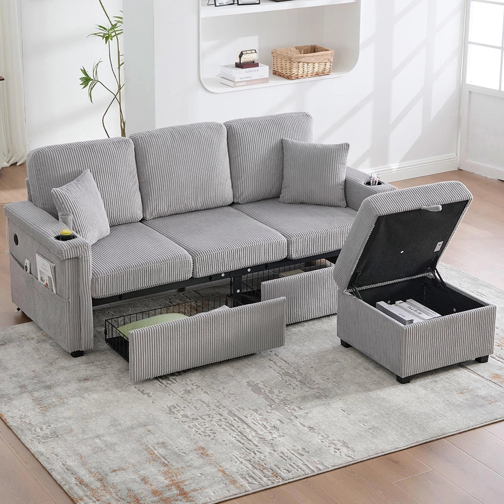 Divano 2 posti ciniglia ergonomico - Xylo - Regolabile, gambe metalliche, stabile