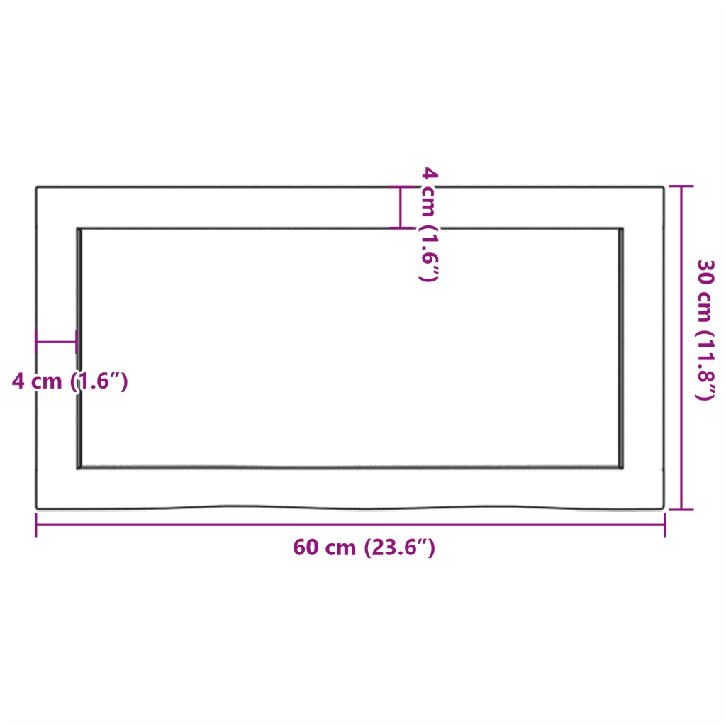Piano Bagno Marrone 60x30x(2-6) cm Legno Massello Trattato CFW1656494
