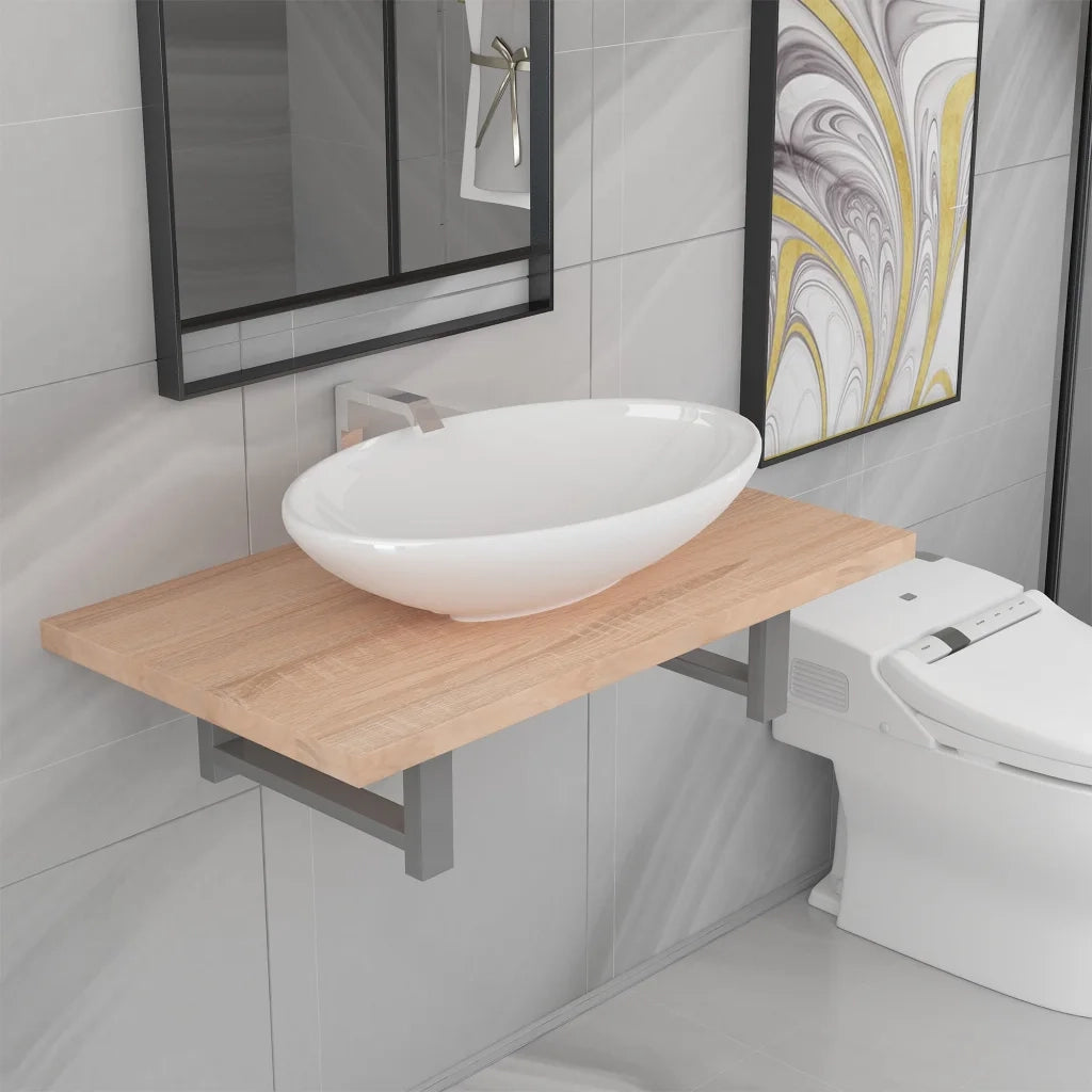 Set Mobili da Bagno 2 pz Ceramica Rovere 279327