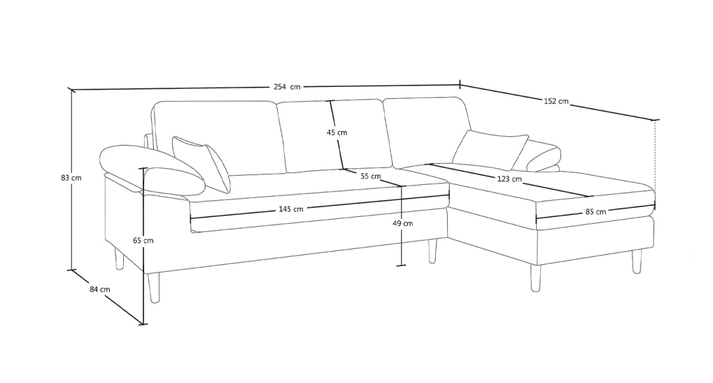 Divano angolare 3 posti con chaise longue destra velluto marrone - Washington - DI-WA09VLT-CLDX