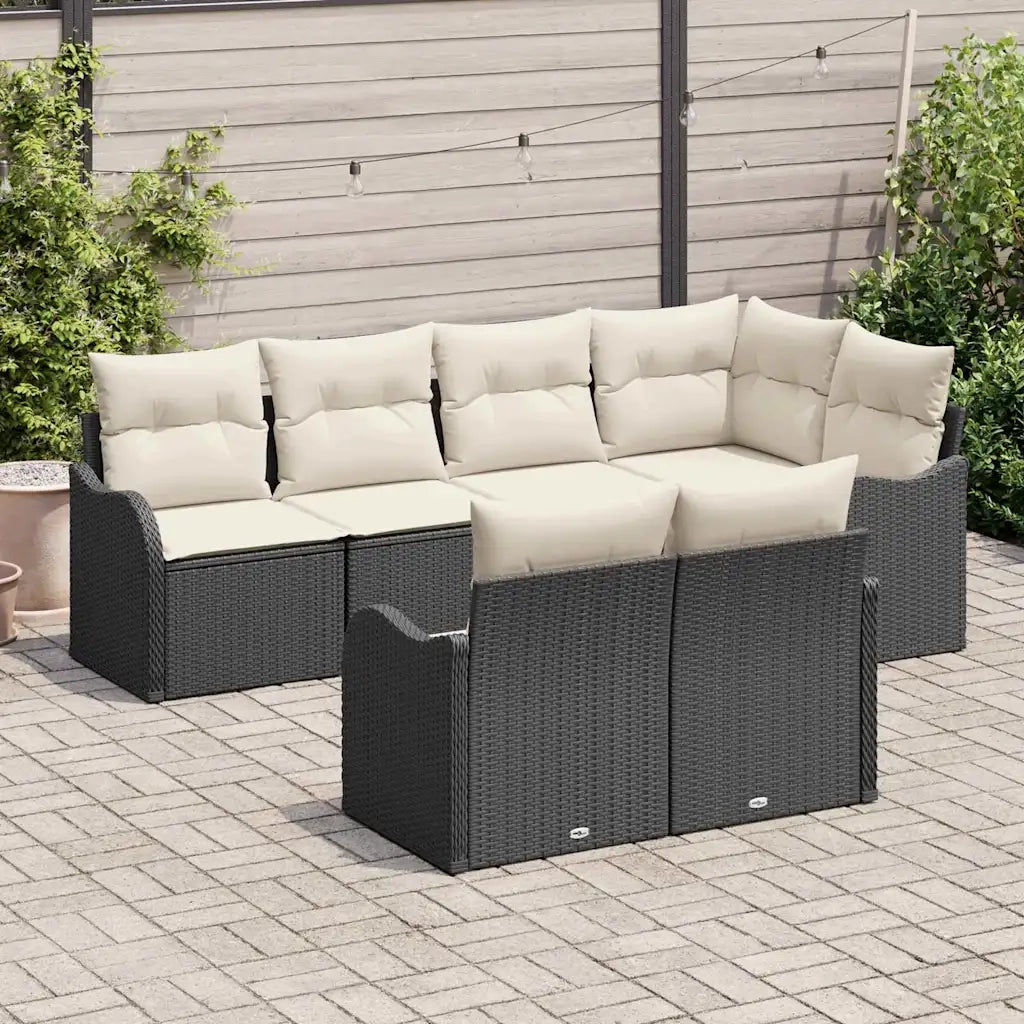 Set Divano da Giardino con archiviazione 7 pcs Nero Poly Rattan 3354406