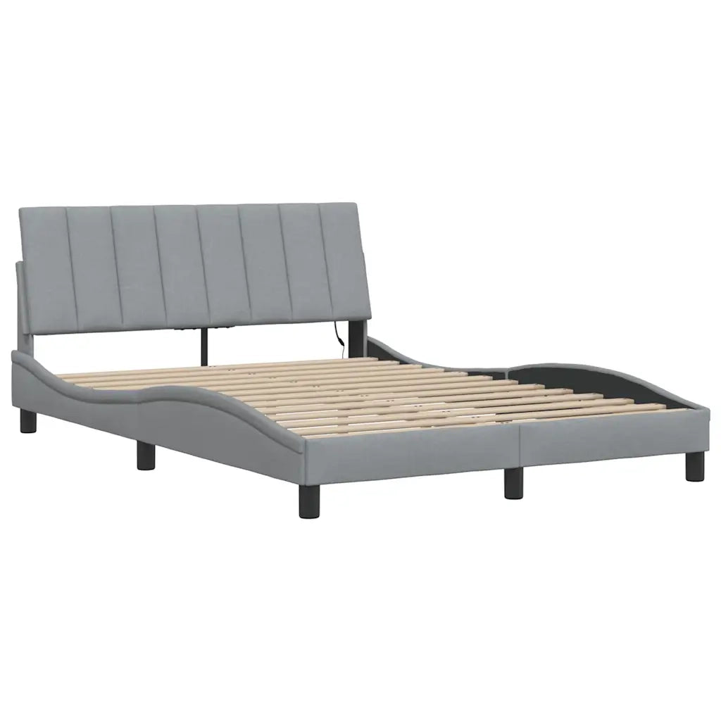 Letto matrimoniale | Letto per adulti | Giroletto senza Materasso Hanko Grigio Chiaro 140x190 cm Tessuto