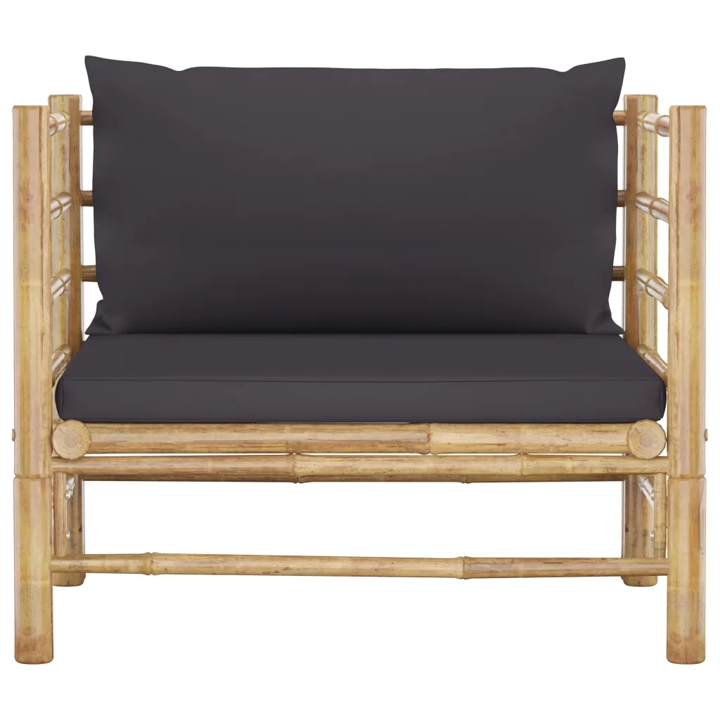 Set Salotto da Giardino 5pz con Cuscini Grigio Scuro Bambù 3058208