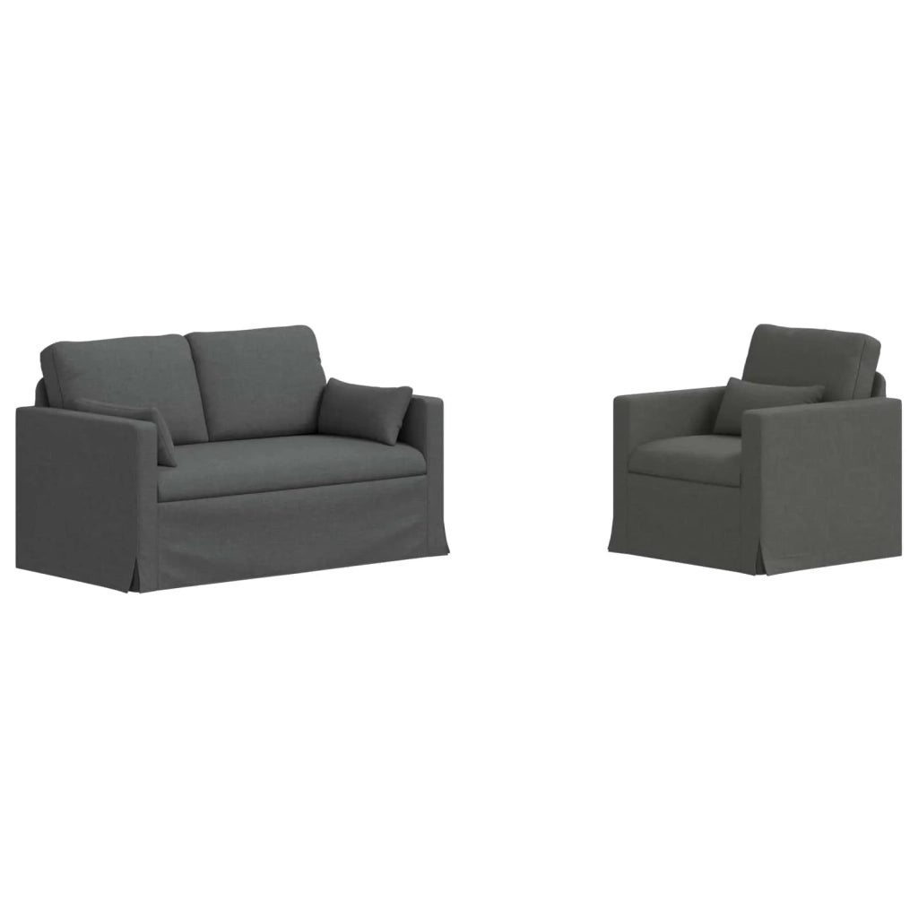 Set di divani 2 pcs Grigio scuro 139 x 78 x 80 cm Tessuto 3407494
