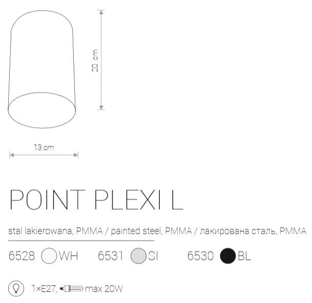 Spot soffitto Nowodvorski Point Plexi bianco E27 6528