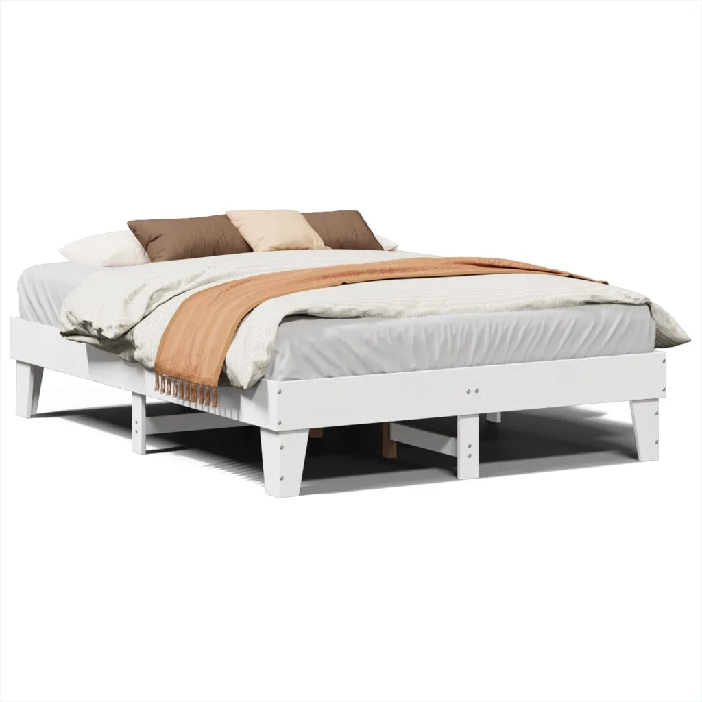 Letto senza Materasso-Struttura Letto Bianco 160x200 cm Legno Massello di Pino 242976