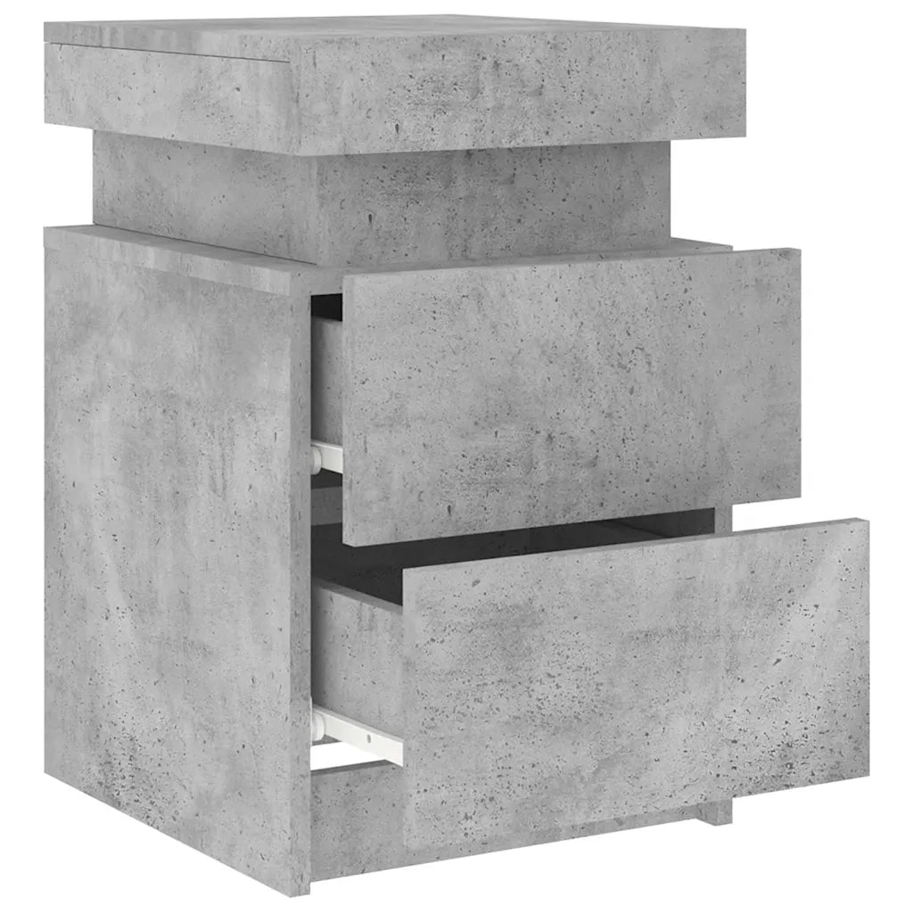 Comodini con Luci LED 2pz Grigio Cemento 35x39x55 cm 836756