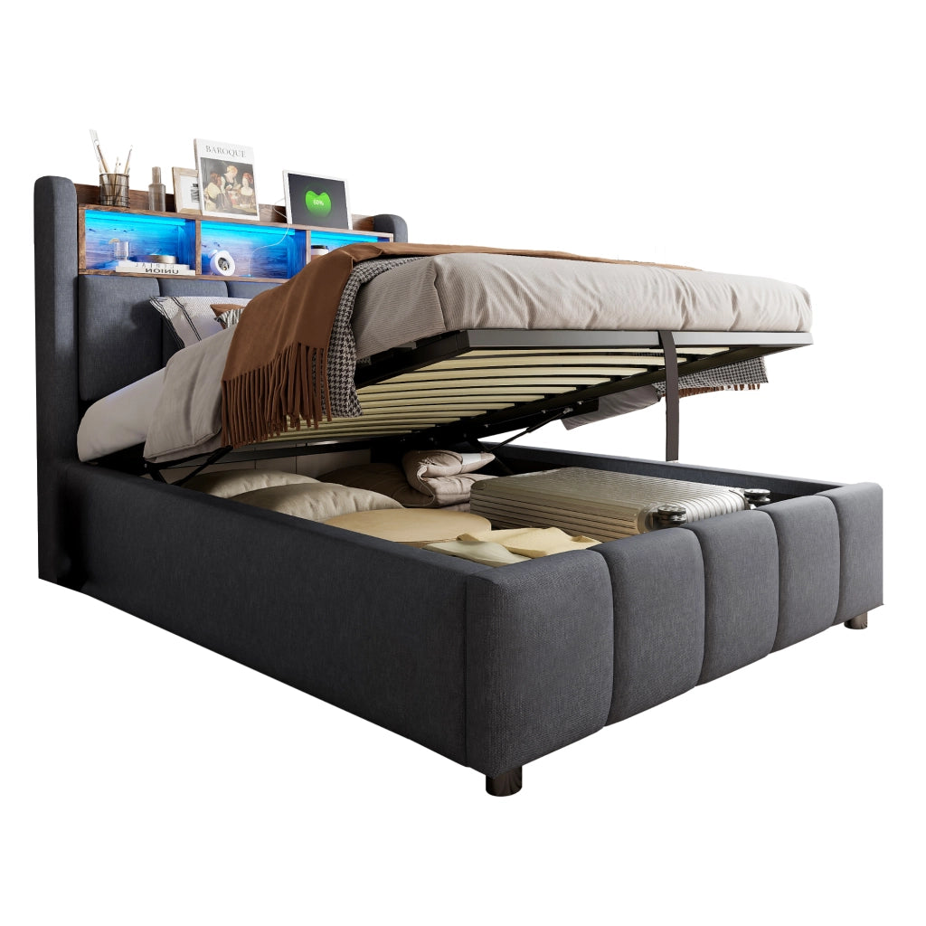letto imbottito lino grigio 90 x 200 cm