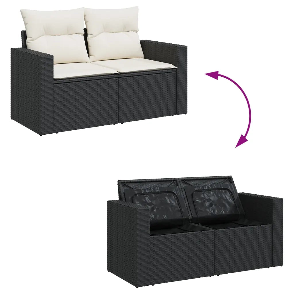 Set Divani da Giardino 14pz con Cuscini in Polyrattan Nero 3256693