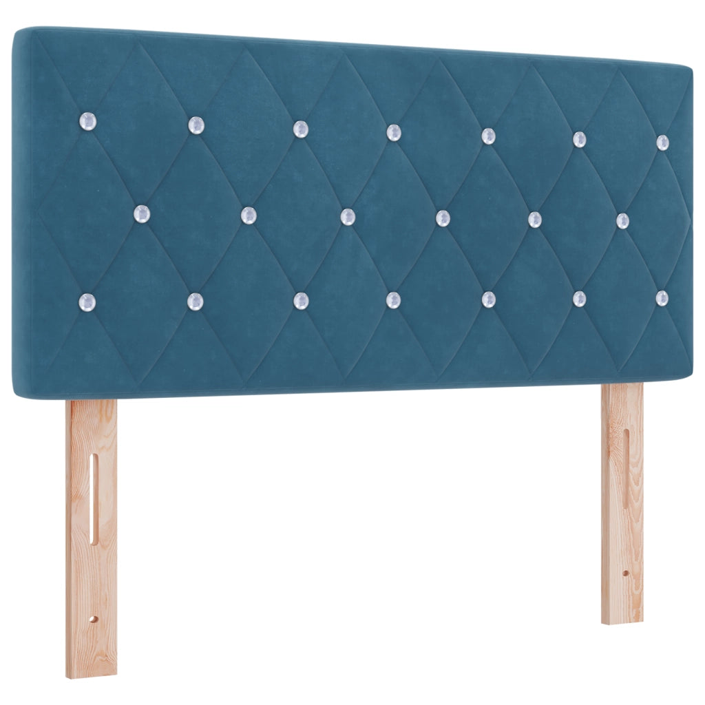 Letto Box con Materasso Blu Scuro 100x200 cm Velluto
