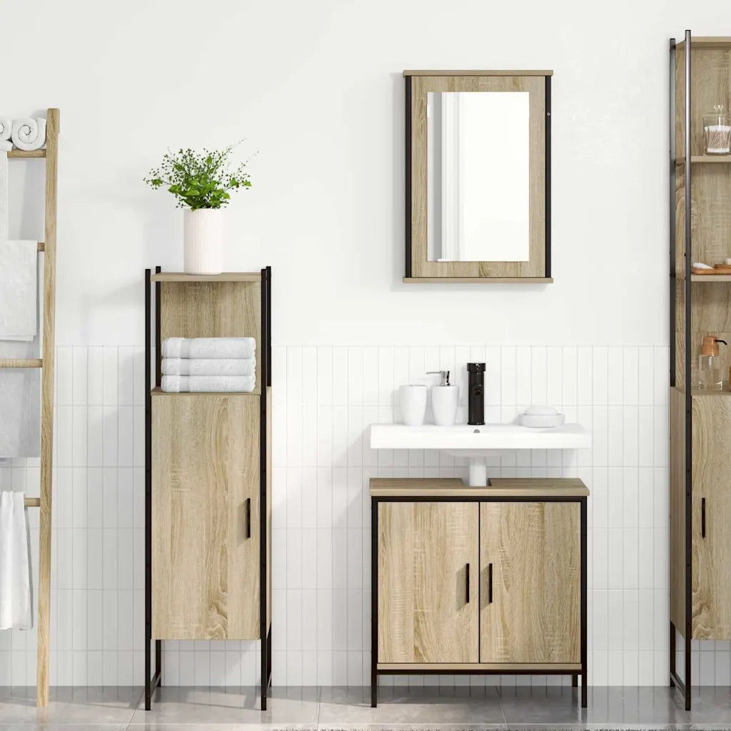 Set di mobili per il bagno 3 pcs Marrone Legno multistrato