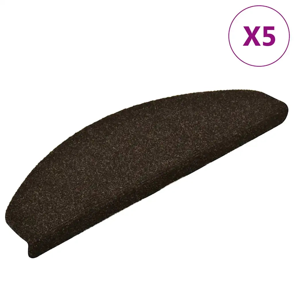 Tappetini per scale autoadesivi 5 pz | Gradini per Scale 65x21x4 cm marrone scuro semicircolari grandi
