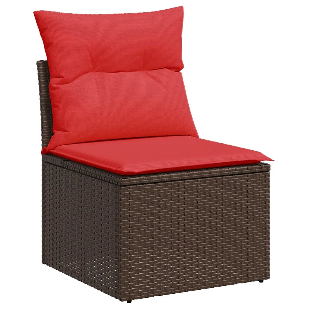 Set Divano da Giardino 5 pz | Set Salotto da Giardino con Cuscini Marrone in Polyrattan