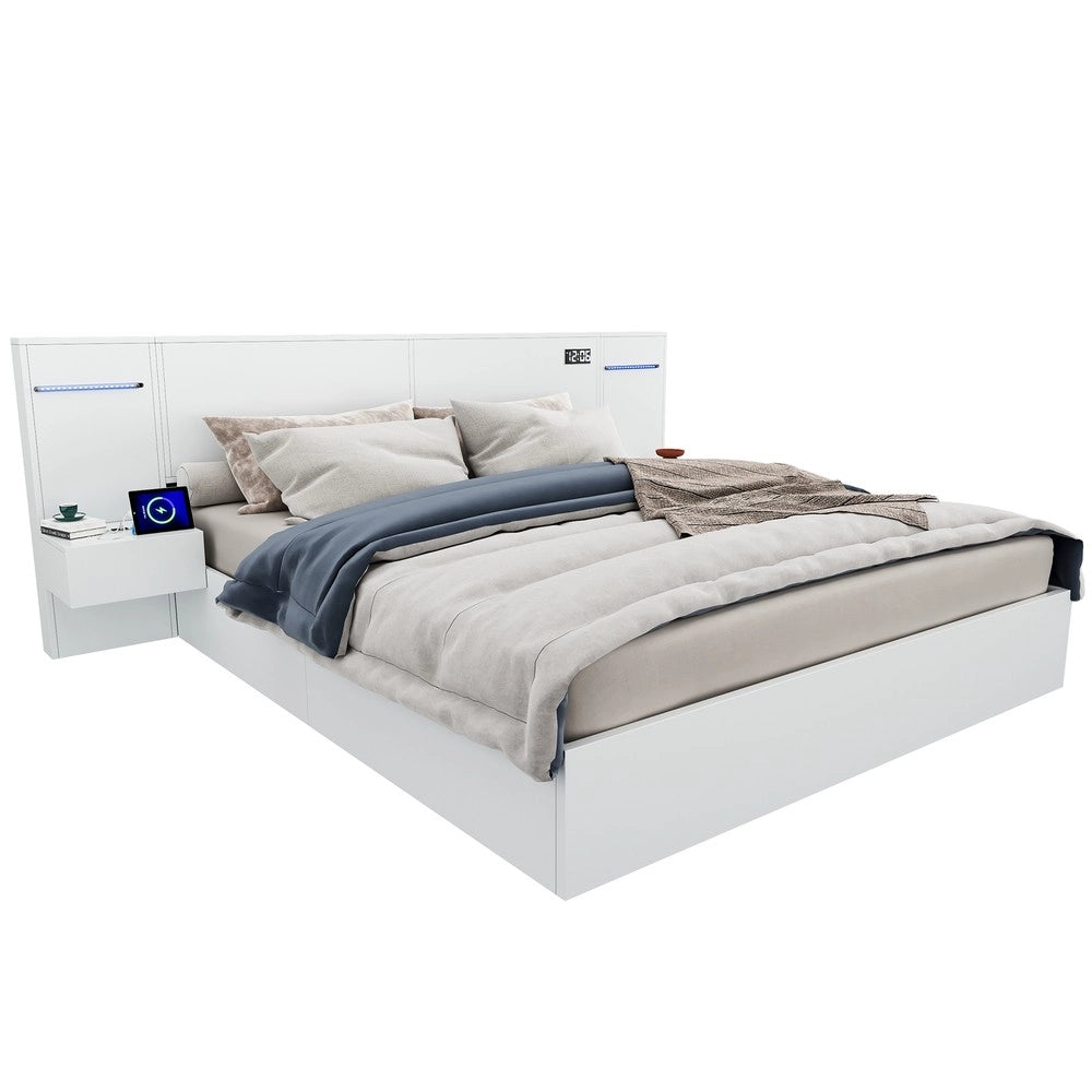 Letto Matrimoniale con USB, LED e Bluetooth ¨C Xylo ¨C Bianco 180x200
