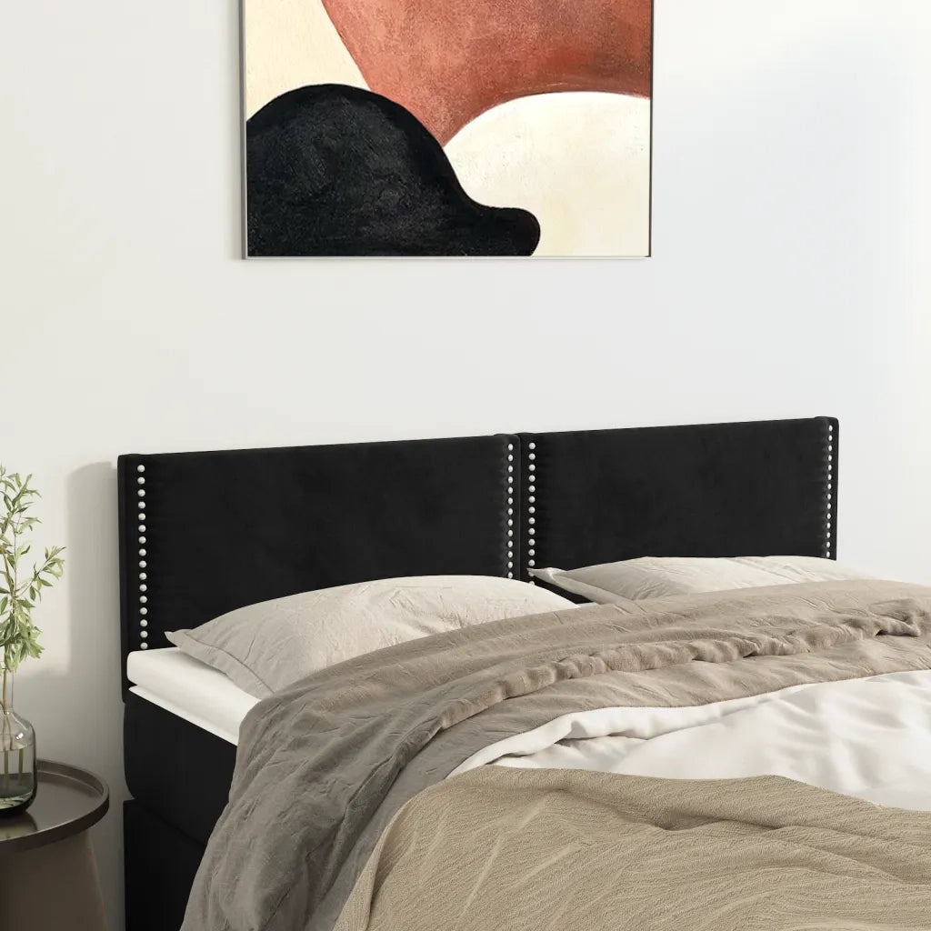 Testiera Nera 144x5x78/88 cm in Velluto 345940