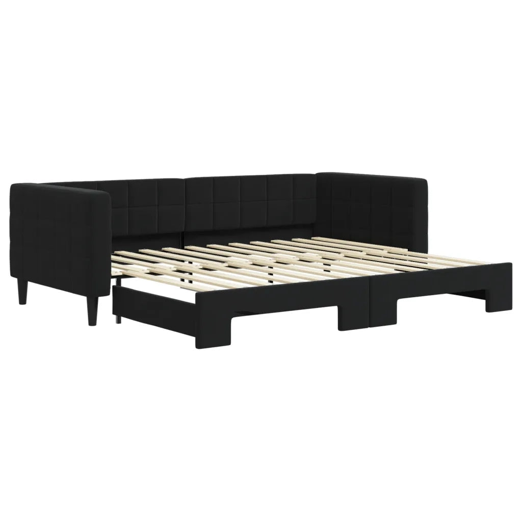 Divano letto | Sof¨¤ letto | Letto singolo Estraibile Nero 90x200 cm in Velluto