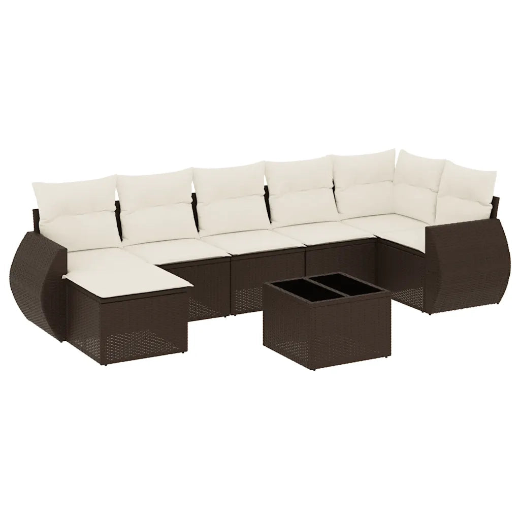 Set Divani da Giardino 8 pz con Cuscini Marrone in Polyrattan 3221692
