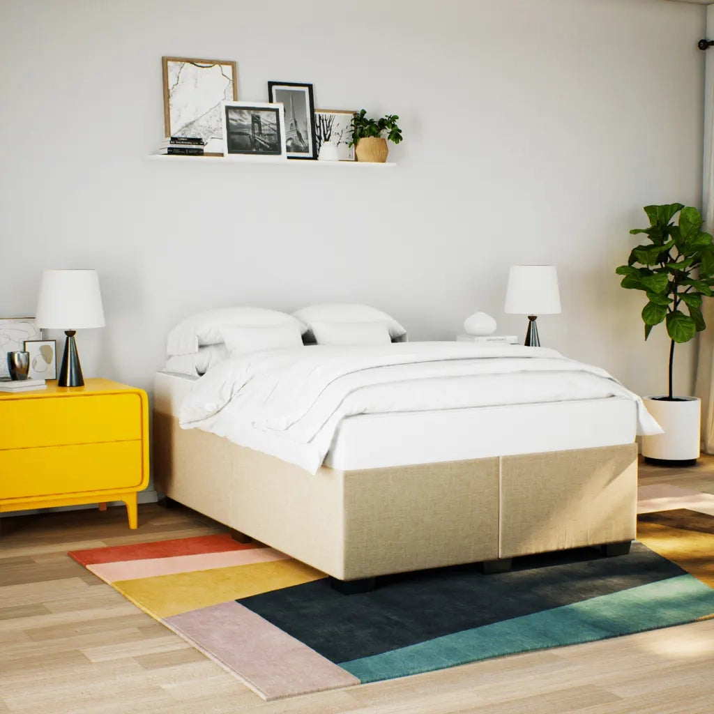 Letto matrimoniale | Letto per adulti | Giroletto senza Materasso Crema 140x190 cm in Tessuto