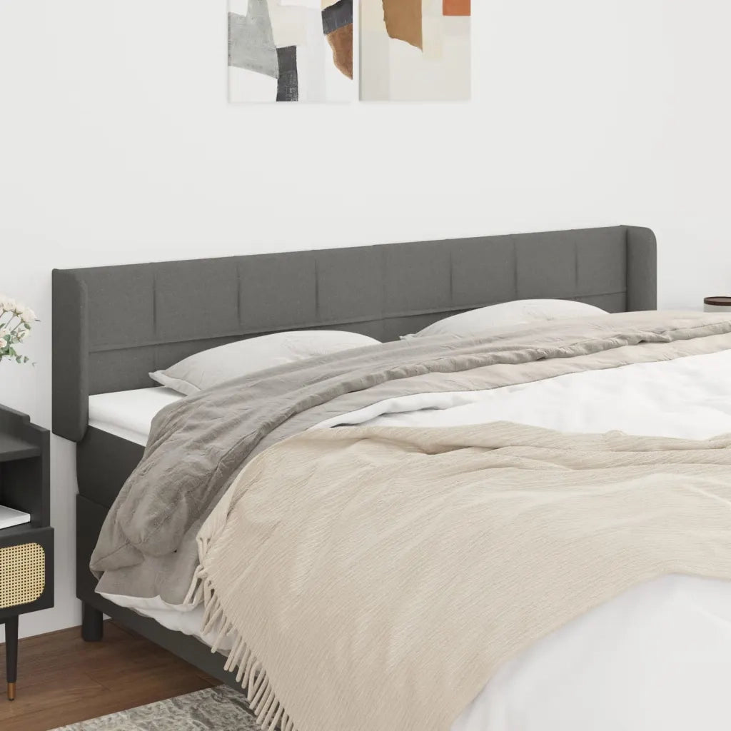 Testiera | Testata ad Orecchio Grigio Scuro 183x16x78/88 cm in Tessuto