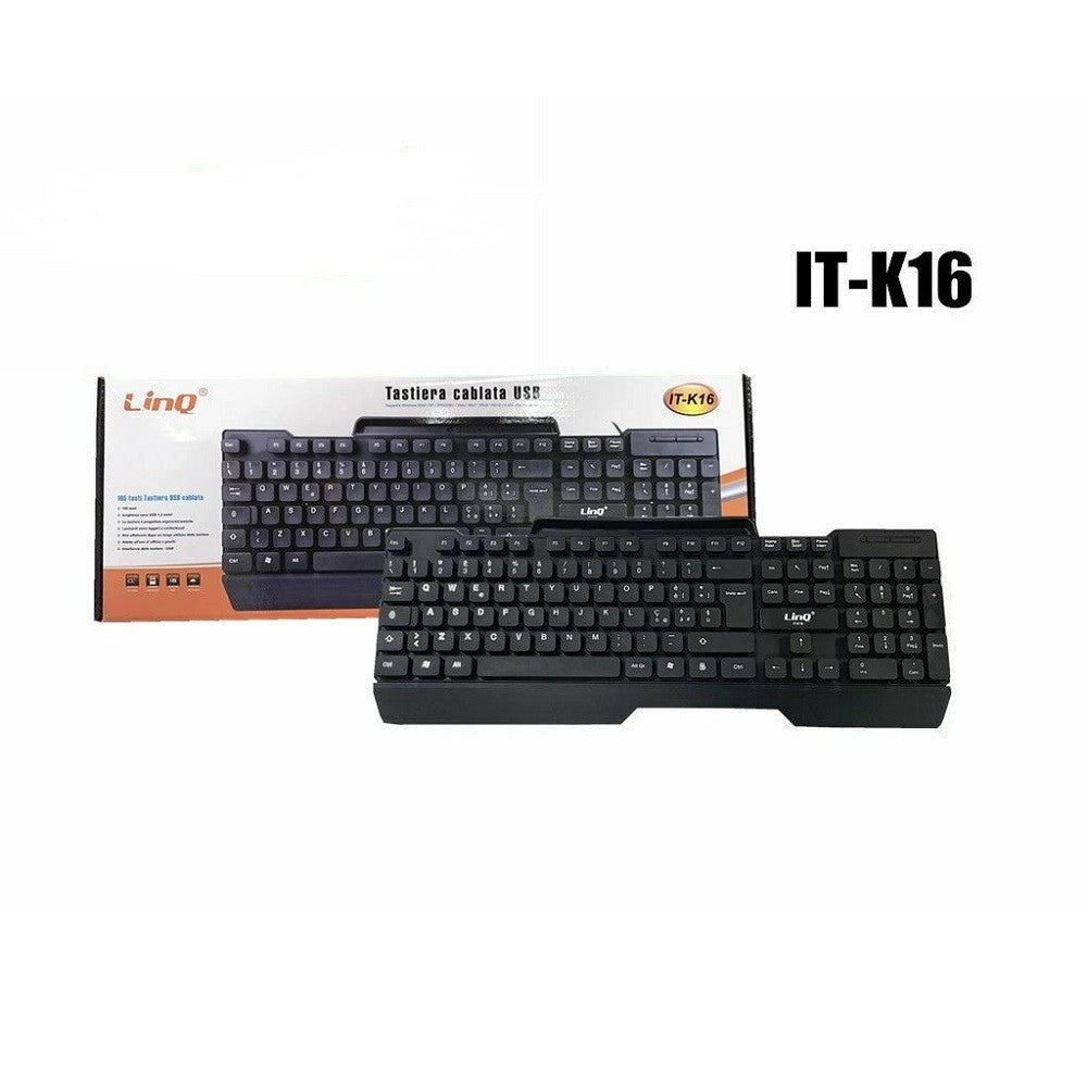 Trade Shop - Tastiera Usb Per Pc Computer Desktop Cablata Linq It-k16 Qwerty Italiano Ita -