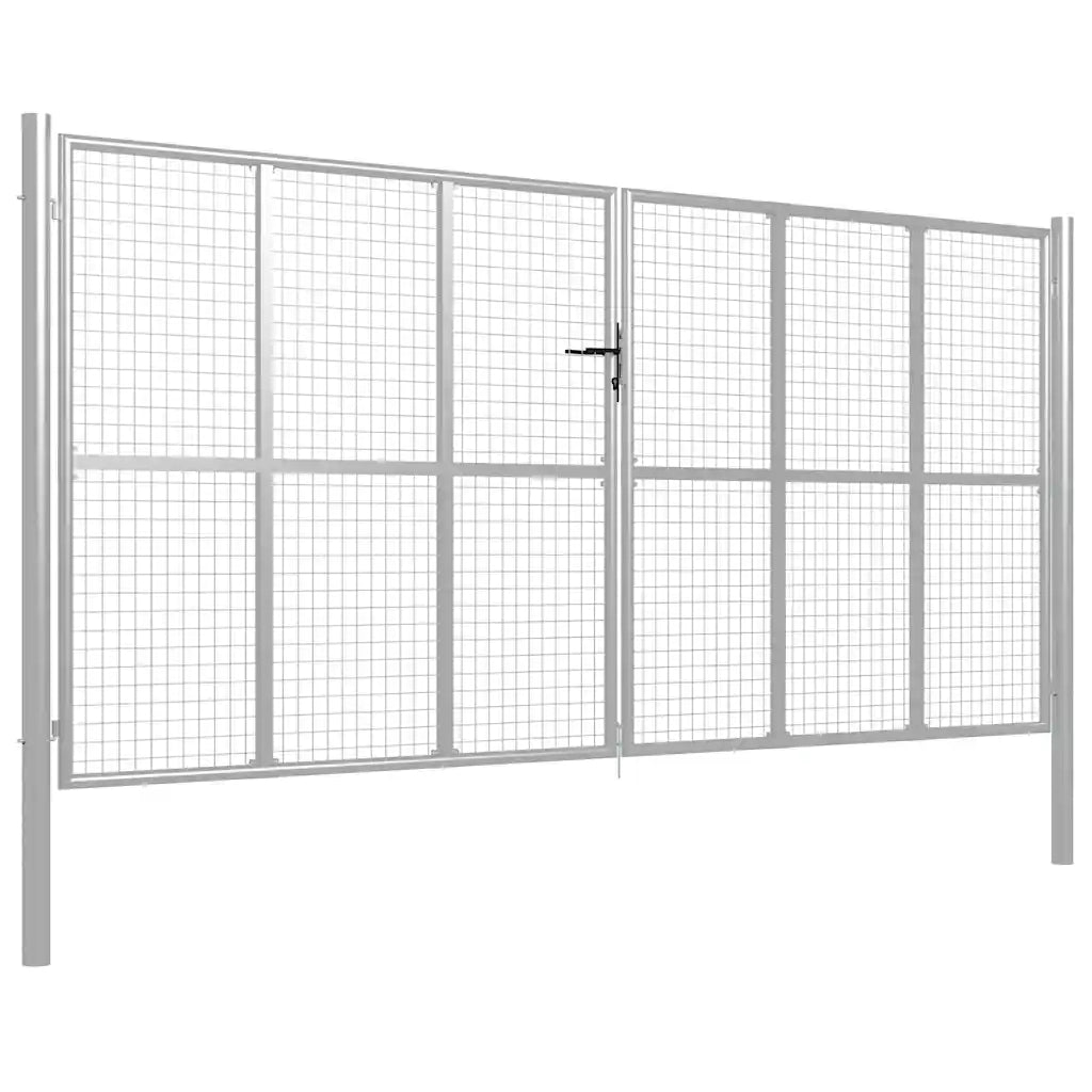 Cancello da Giardino in Acciaio Zincato 400x200 cm Argento 144303