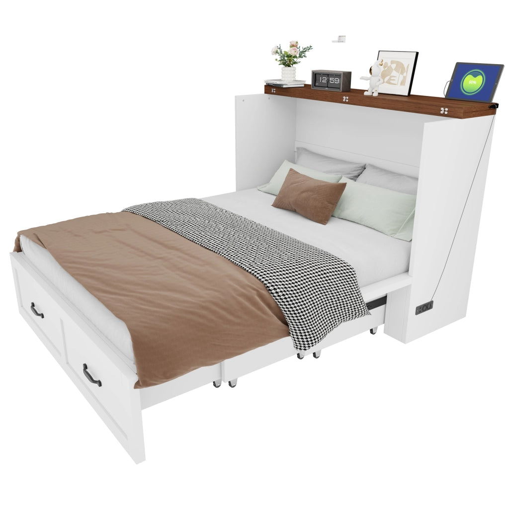 LETTO a scomparsa 140x200 cm Legno e metallo Bianco