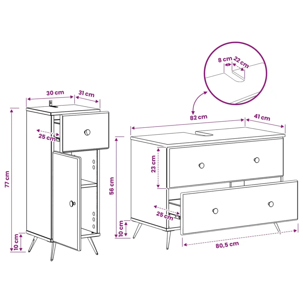 Set di Armadi da Bagno da 2 Pezzi BREDA Legno antico 3417727