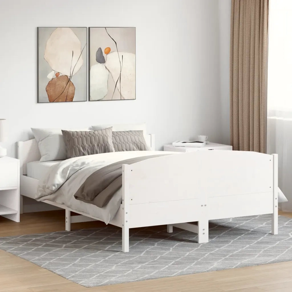 Letto matrimoniale | Letto per adulti | Letto senza Materasso Bianco 120x190 cm Legno Massello di Pino