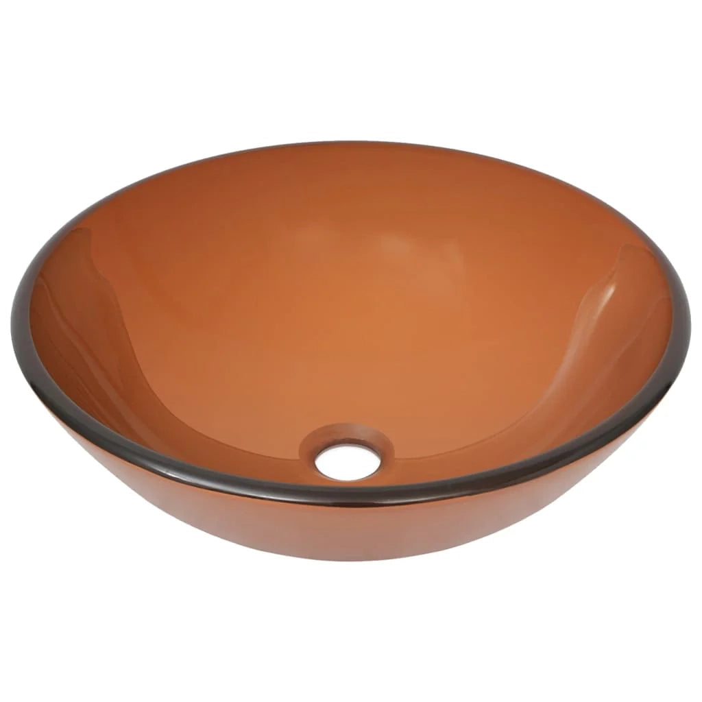 Lavandino da bagno con rubinetto e scarico a pulsante lavabo da appoggio lavabo da bagno lavabo da bagno diametro 42 cm vetro temperato 02_0002860