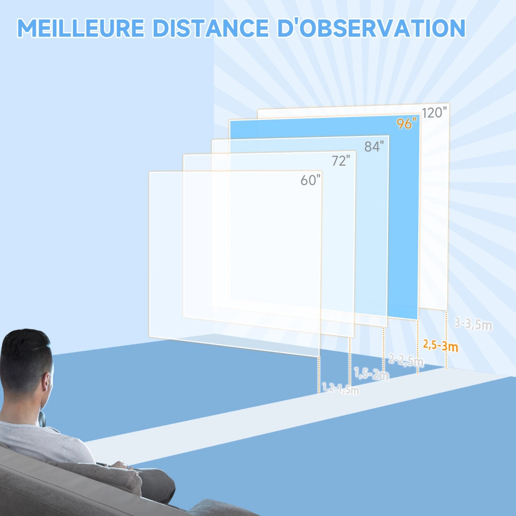 Telo da proiezione 96 pollici 4K HD ¨C Zephmum ¨C Bianco 195x182x8 cm