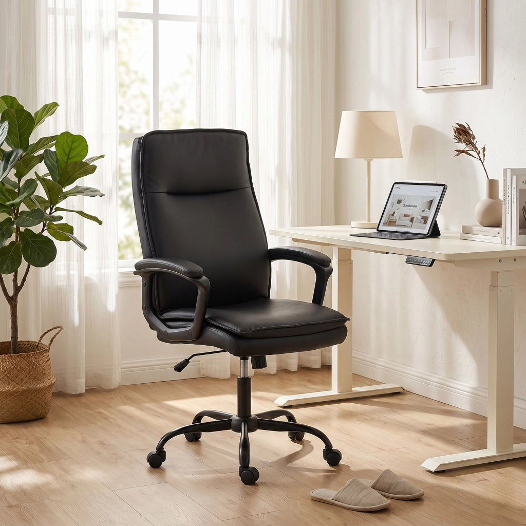Poltrona da ufficio ergonomica ¨C Xylo ¨C Pelle scamosciata, nera, regolabile