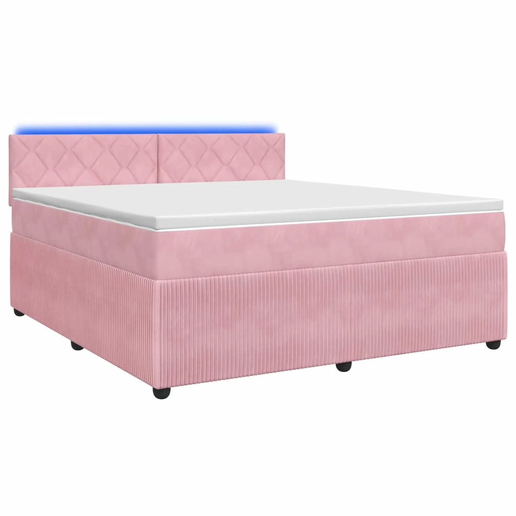 Letto box spring con materasso Rosa 160 x 200 cm Velluto 3453184