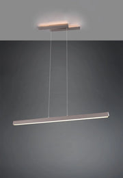 BELFAST SOSPENSIONE ANCHE RETRO-ILLUMINATA CON DIFFUSORE A BI-EMISSIONE ACCIAIO SATINATA L. 115,5CM 44W 4400LM 3000K DIMMERABILE