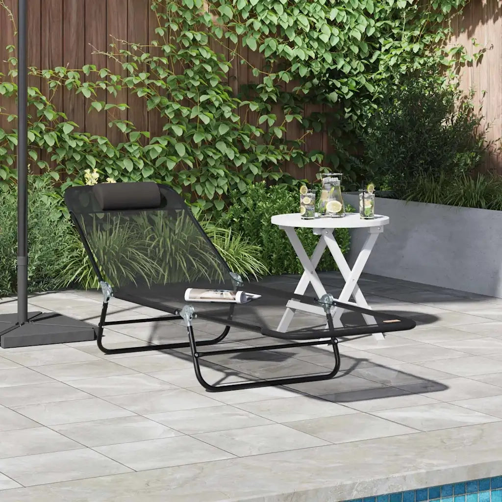 Lettino prendisole pieghevole Nero 182 x 55 x 85,5 cm Textilene 42003153