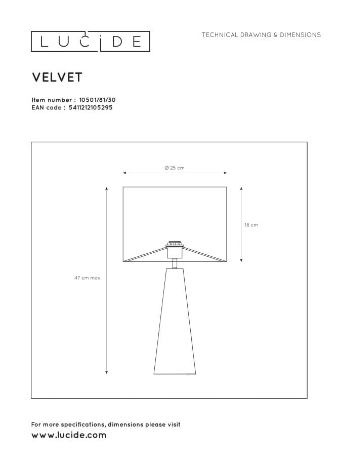 Lampada da tavolo Lucide Extravaganza Velvet E27 40W