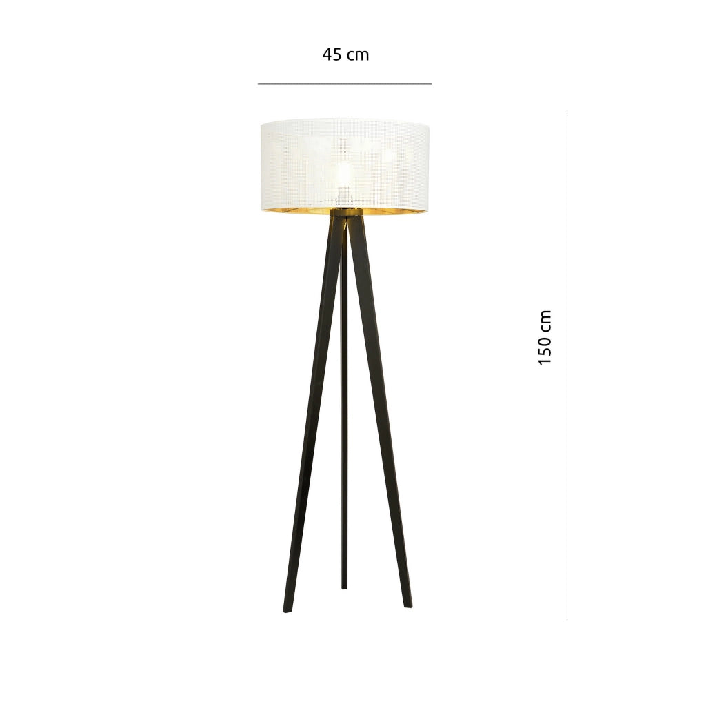 Emibig lampada da terra Aston treppiede bianco oro E27