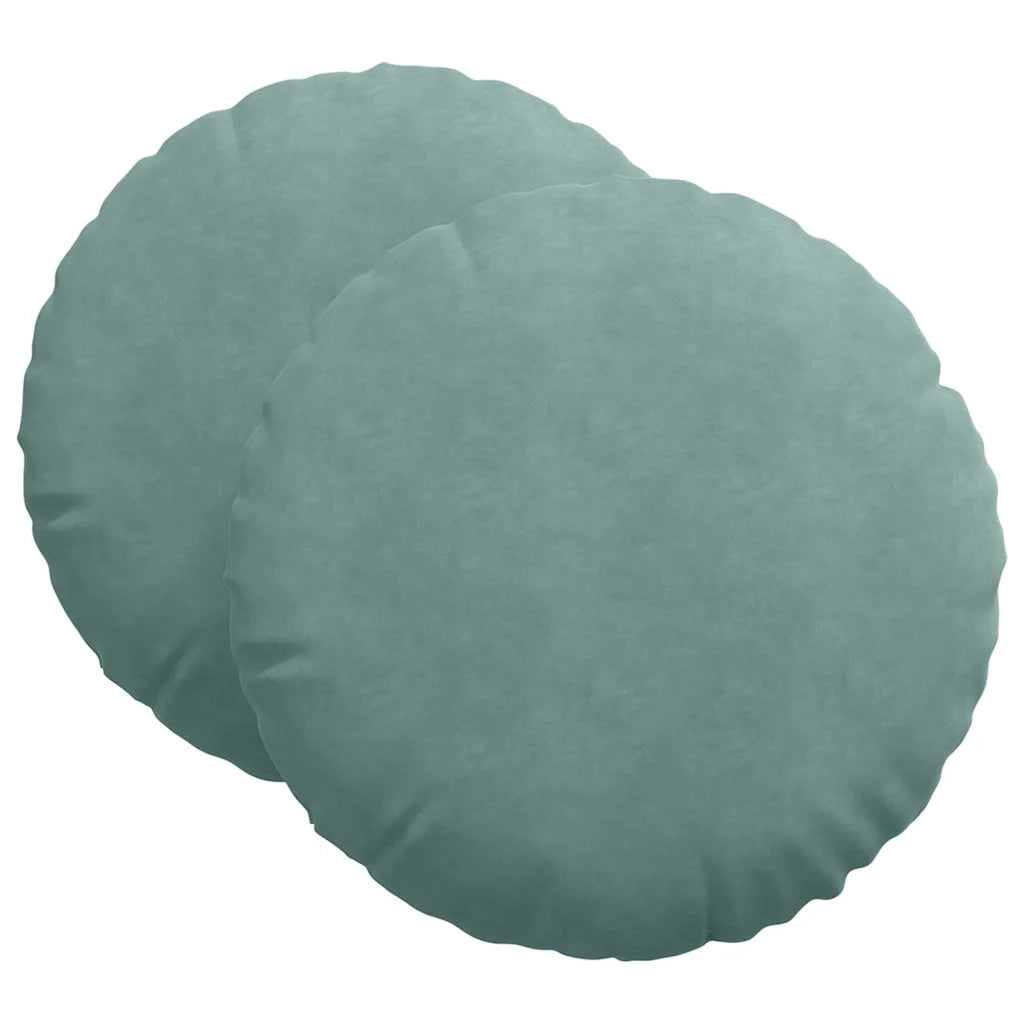 Cuscini per Seduta 2 pcs Verde Mare Ø 40 x 13 cm Velluto 42014258