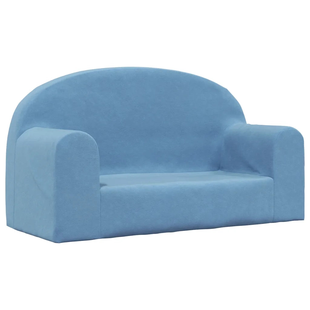Divano per Bambini a 2 Posti Blu in Morbido Peluche 357014