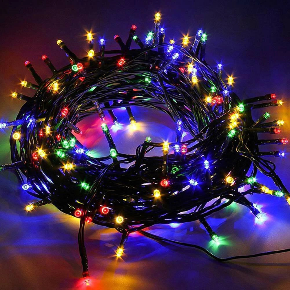 Catena Luminosa 500 Luci LED Lucciole Multicolore Controller 8 Funzioni Esterno