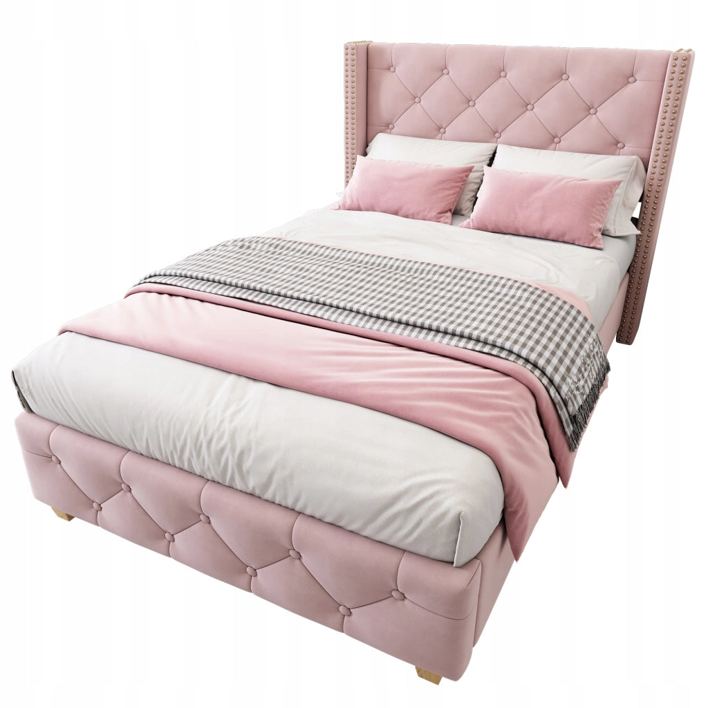Letto imbottito 90x200 - Xylo - rosa velluto