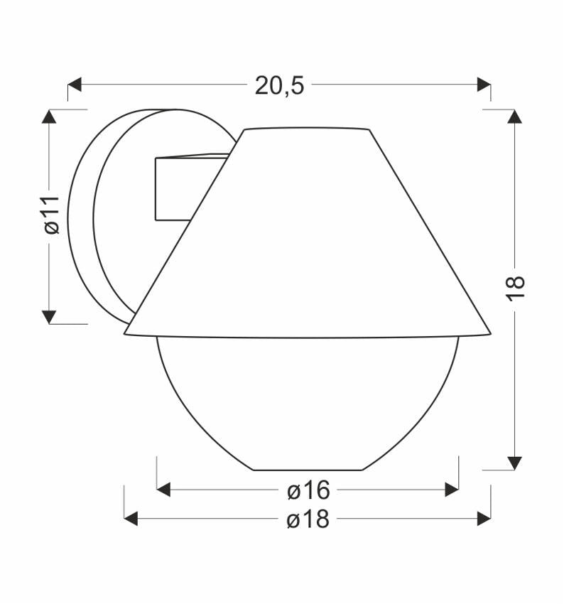 Applique esterna nera cono E27 40W Hendera Candellux