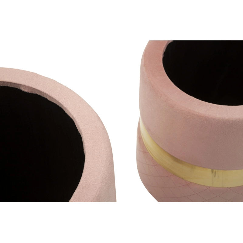 Puff Con Contenitore Sheffild Rosa Set 2 Pz cm ø 37x42-28x35
