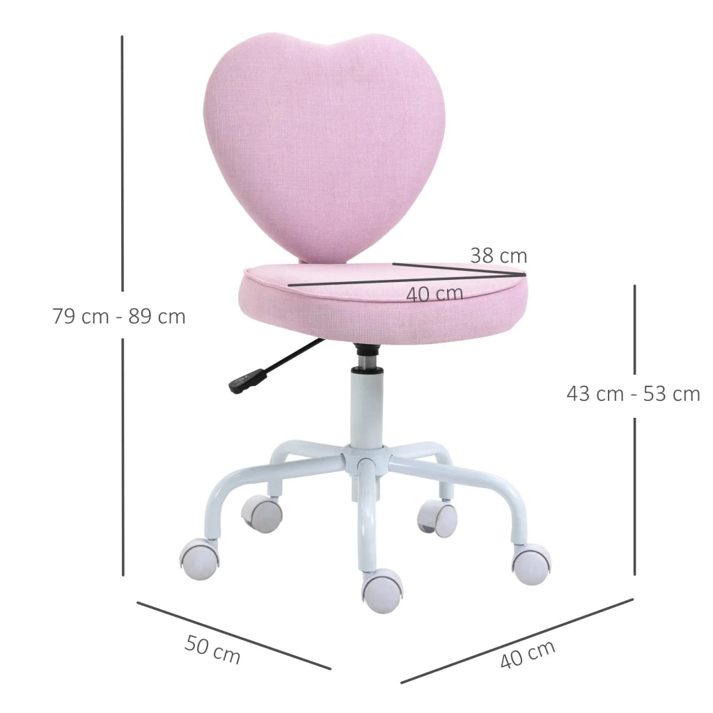 SEDIA Girevole a Cuore Altezza Regolabile 40x50x89 cm Rosa