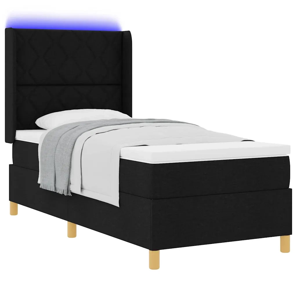 Letto a molle con strisce LED Nero 100 x 200 cm Tessuto 3343744