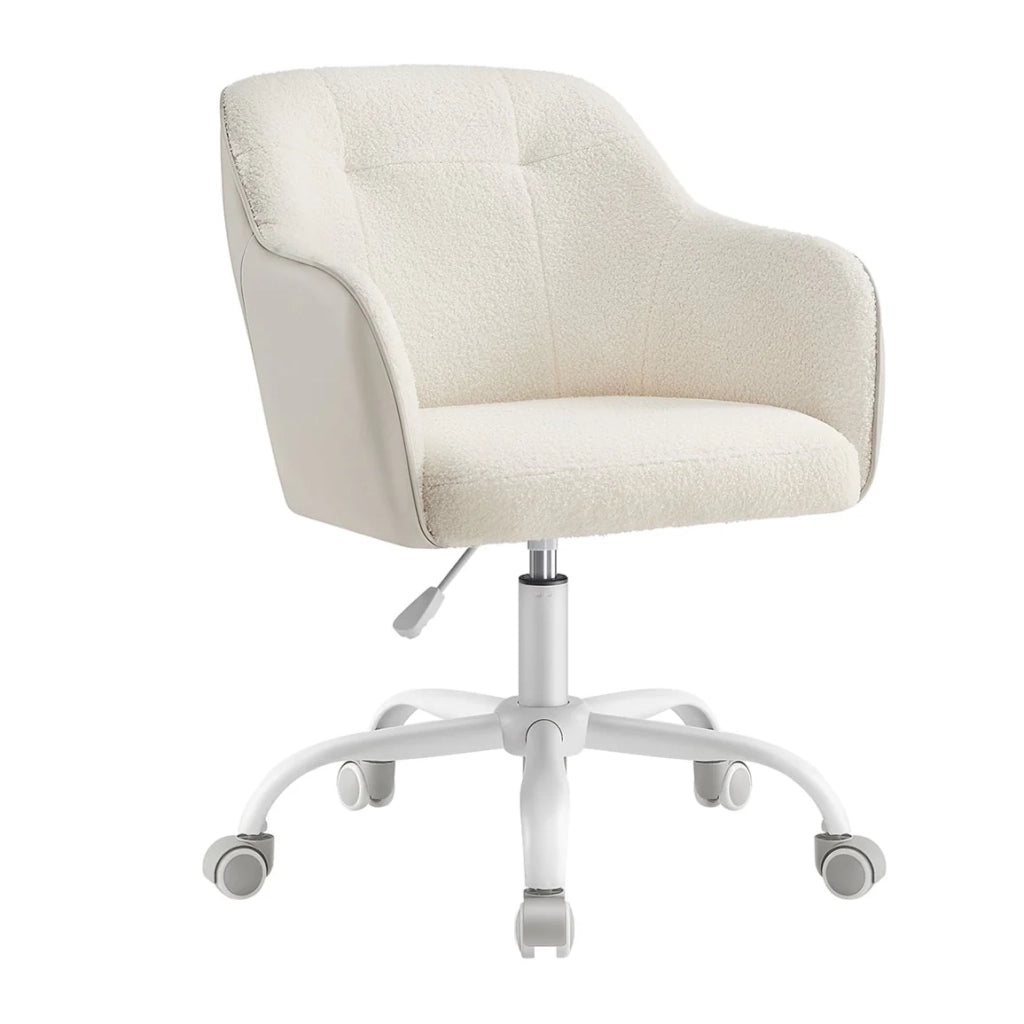 Sedia da ufficio comoda sedia girevole seduta ergonomica altezza regolabile portata 120 kg struttura in acciaio tessuto effetto lino beige 12_0005888
