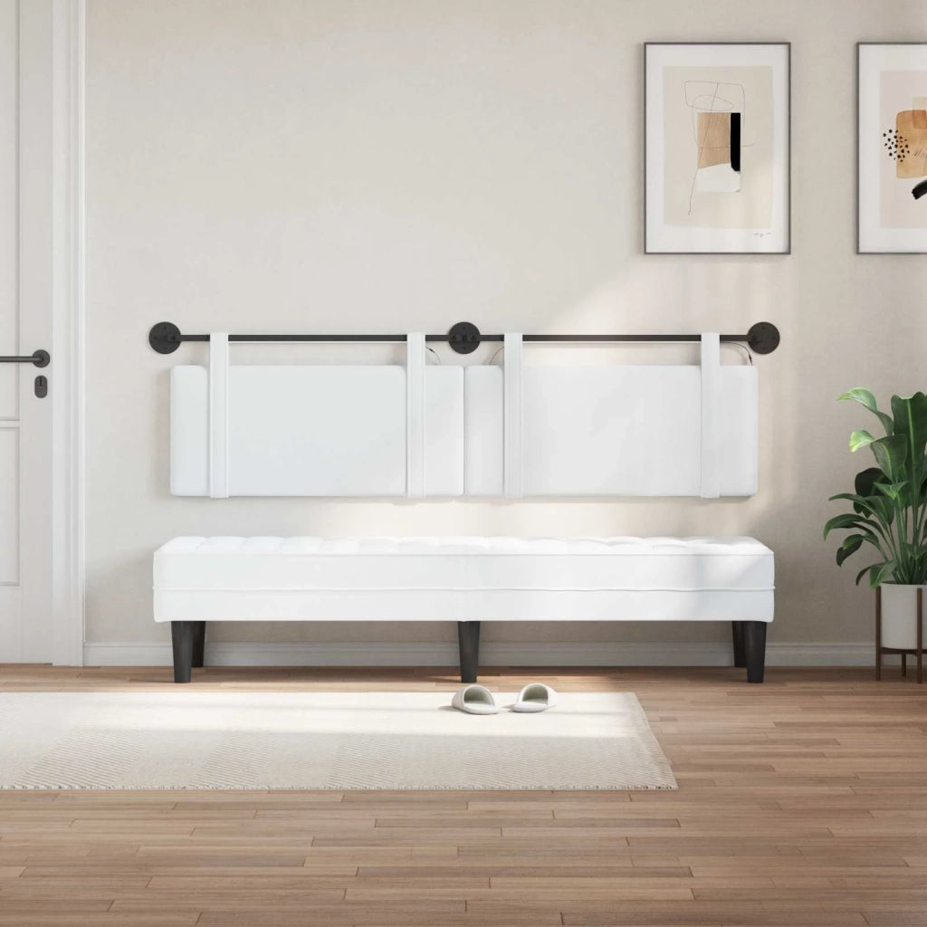 Testiera sospesa Con luce LED Bianco Tessuto 3423976