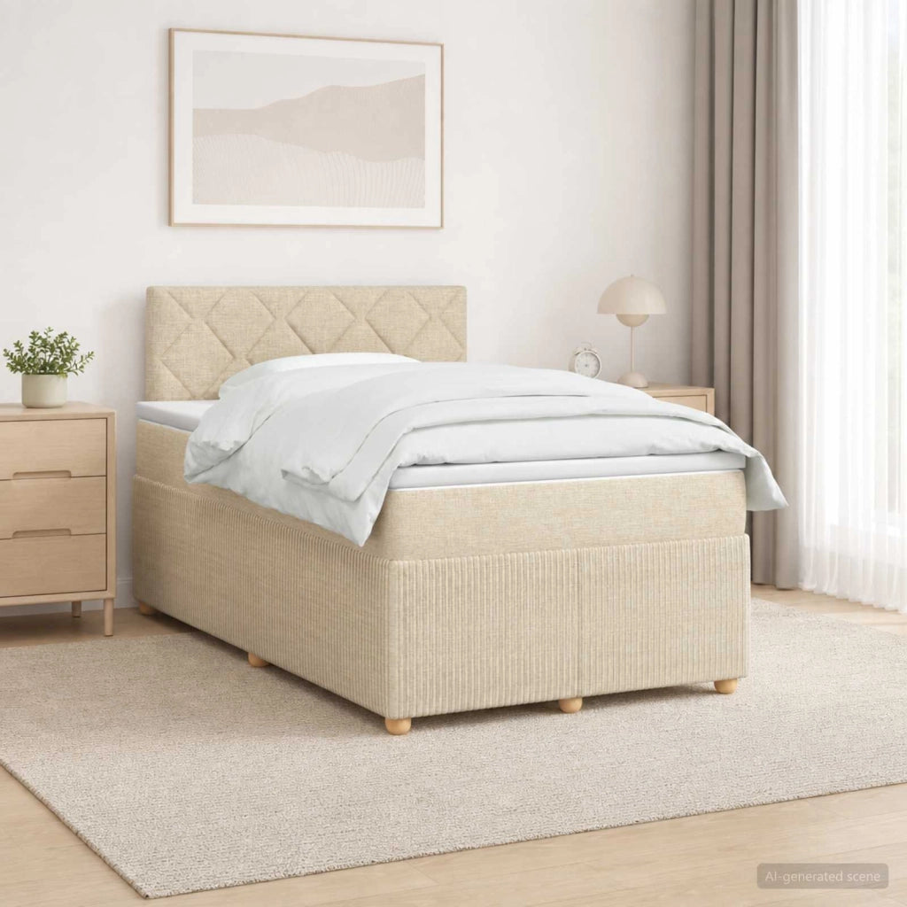 Letto box spring con materasso Crema 120 x 200 cm Tessuto 3452916