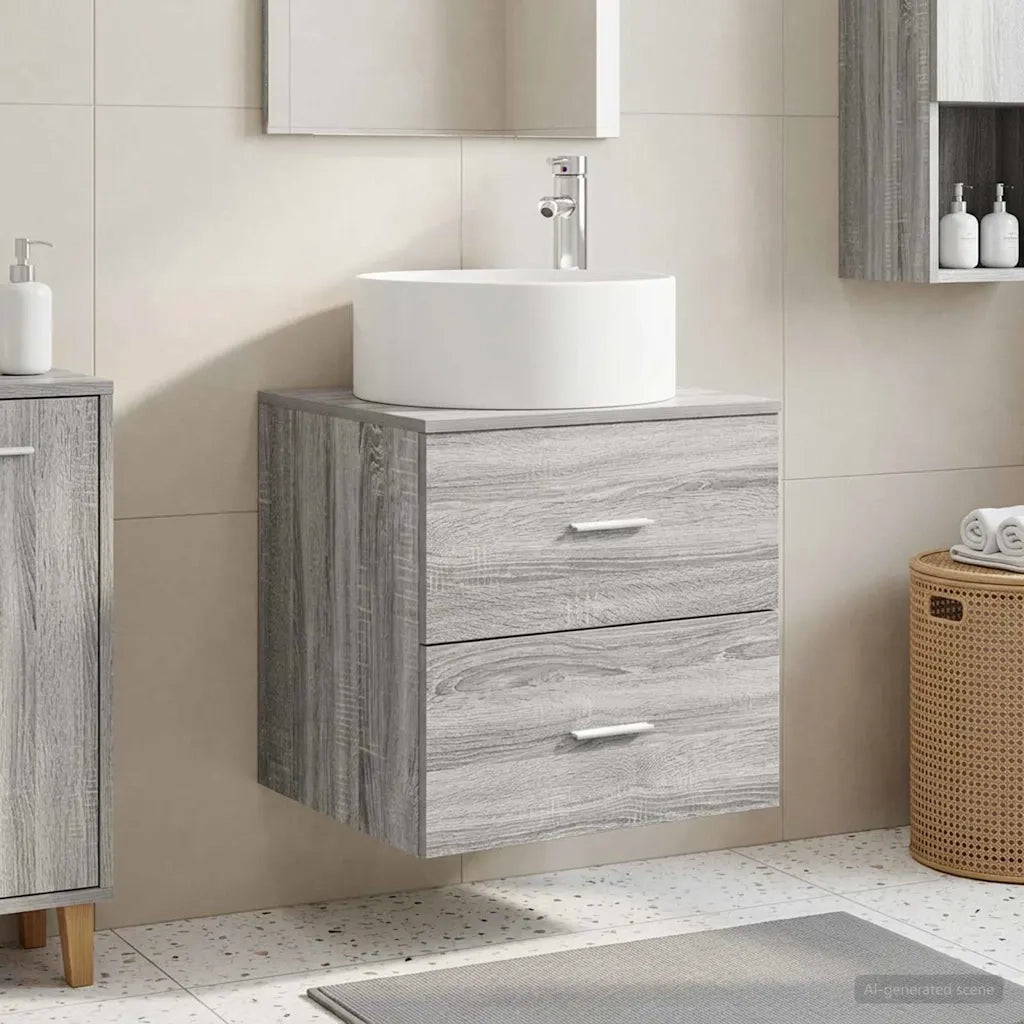 Mobile Lavabo da Parete Sonoma grigio 49,5 x 44,5 x 65,5 cm 890323