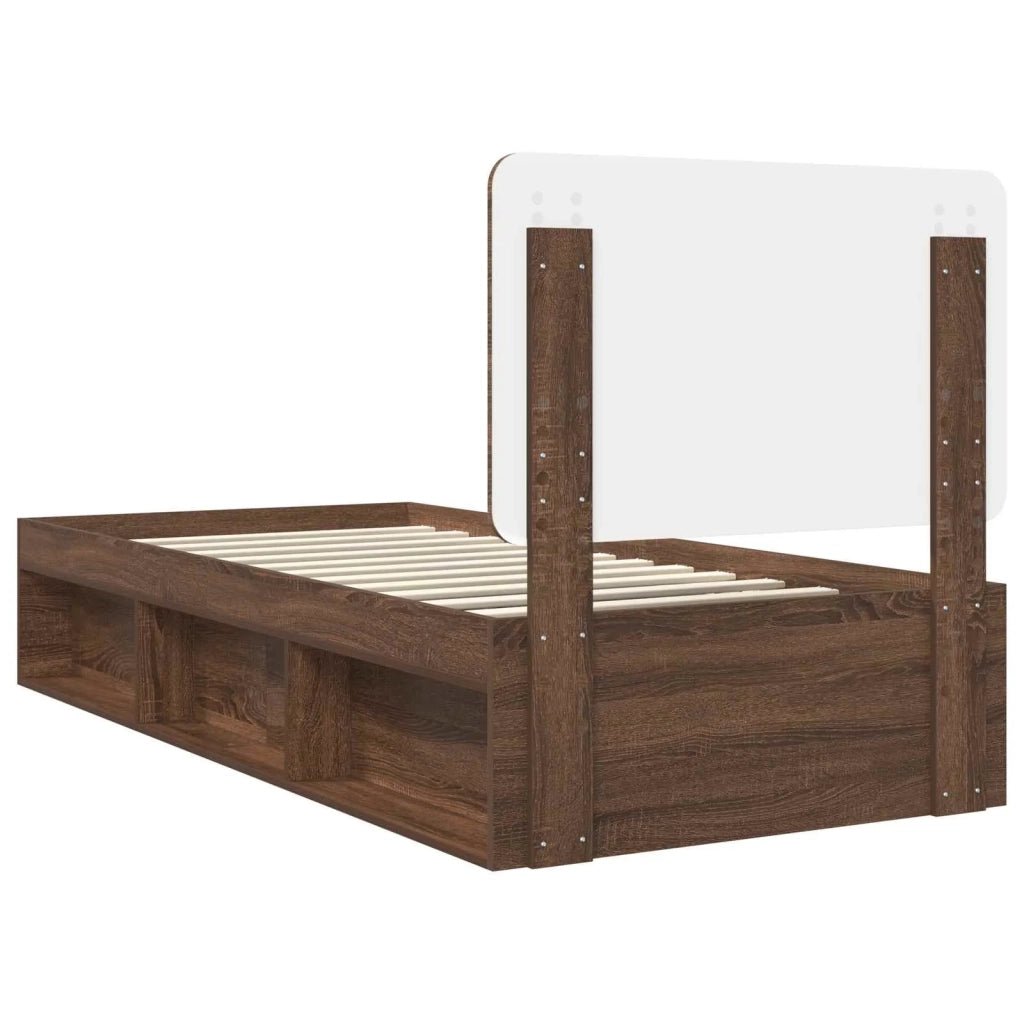 Letto singolo | Letto per adulti | Struttura del letto Rovere Marrone 90 x 200 cm Pino massello